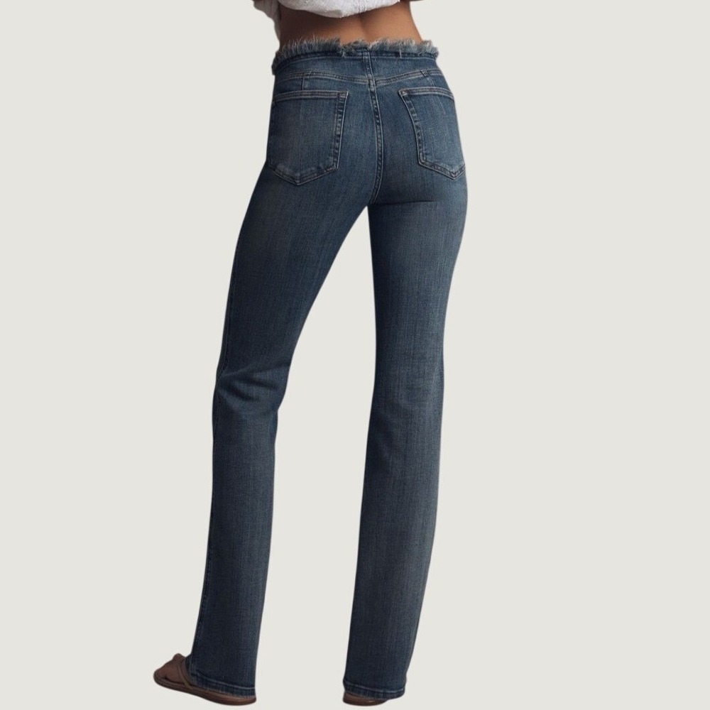 Pilcro‎ Bootcut Jeans 32 Frayed Waistband Raw Edge Denim High Rise Blue NEW